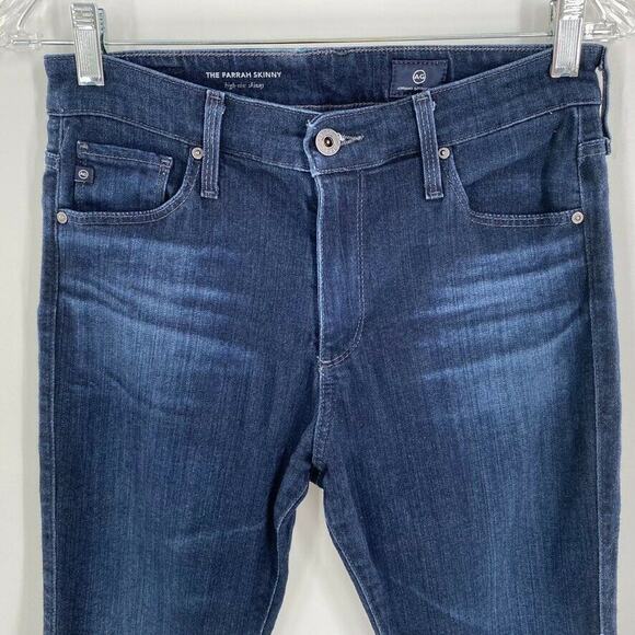 AG Farrah High Rise Skinny Denim Jeans Viscose Blend Blue Tapered 27R - Picture 2 of 10